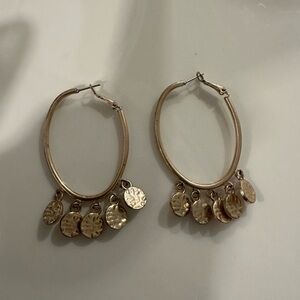 Gold Hoop Earrings with Dangle Charms